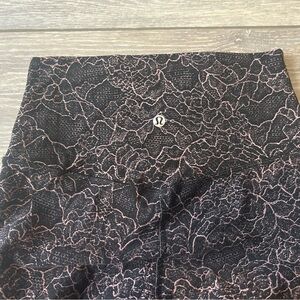 Lululemon Athletica Black and Pink Lace Leggings